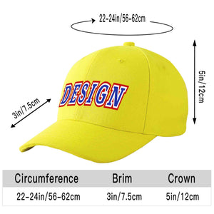 Casquette de baseball personnalisée jaune royal-blanc courbé Eaves Sport Design