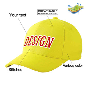 Casquette de baseball personnalisée jaune rouge-blanc avec avant-toit incurvé