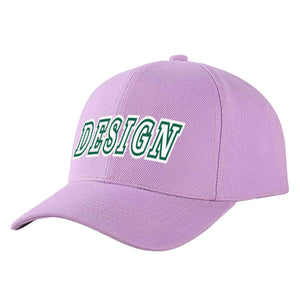 Custom Light Purple White-Kelly Green Curved Eaves Sport Design Baseball Cap