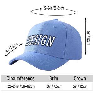 Custom Sky Blue White-Navy Curved Eaves Sport Design Baseball Cap