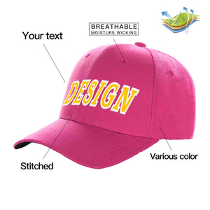 Custom Rose Red Gold-White Curved Eaves Sport Design Baseball Cap