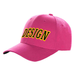 Casquette de baseball incurvée personnalisée Rose rouge noir-or avec avant-toit