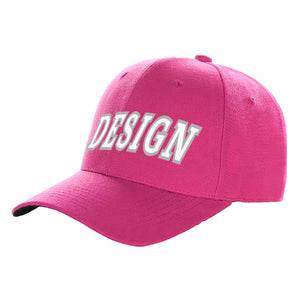 Custom Rose Red White-Gray Curved Eaves Sport Design Baseball Cap