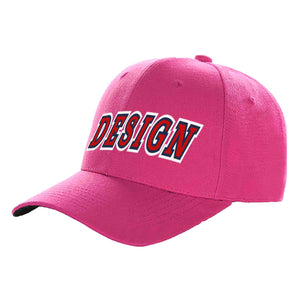 Custom Rose Red Red-Navy Curved Eaves Sport Design Baseball Cap