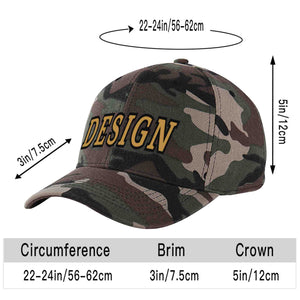 Casquette de baseball personnalisée Camo Old Gold-Black Curved Eaves Sport Design