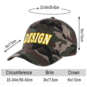 Custom Camo White-Gold Curved Eaves Sport Design Baseball Cap