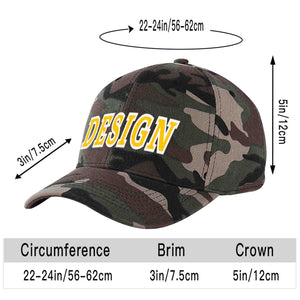 Casquette de baseball personnalisée Camo Gold-White Curved Eaves Sport Design