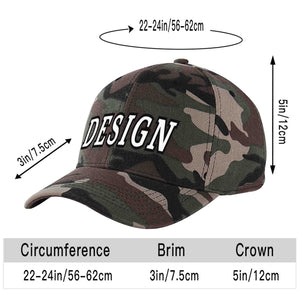 Custom Camo White-Black Curved Eaves Sport Design Baseball Cap