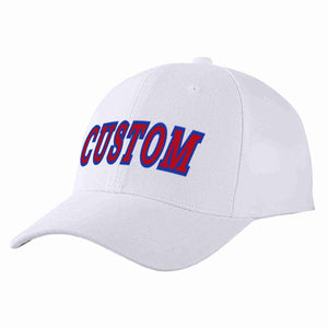 Conception personnalisée de casquette de baseball de sport incurvée blanc rouge-royal pour hommes/femmes/jeunes