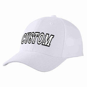 Conception personnalisée de casquette de baseball de sport incurvée blanc-noir blanc pour hommes/femmes/jeunes