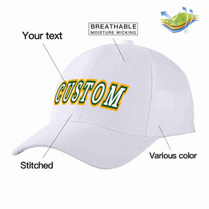 Conception personnalisée de casquette de baseball de sport incurvée blanc-vert Kelly pour hommes/femmes/jeunes