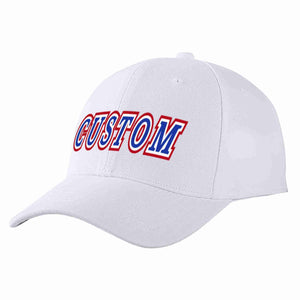 Conception personnalisée de casquette de baseball de sport incurvée blanc royal-blanc pour hommes/femmes/jeunes