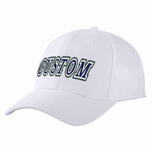 Conception personnalisée de casquette de baseball de sport incurvée blanc marine-blanc pour hommes/femmes/jeunes