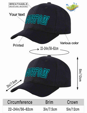 Custom Black Aqua-Black Curved Eaves Sport Baseball Cap Design for Men/Women/Youth