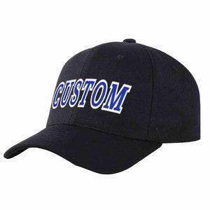 Custom Black Royal-White Curved Eaves Sport Baseball Cap Design for Men/Women/Youth