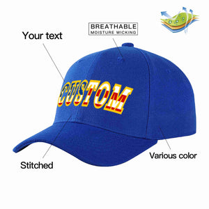 Custom Royal Vintage USA Flag-Yellow Curved Eaves Sport Baseball Cap Design for Men/Women/Youth