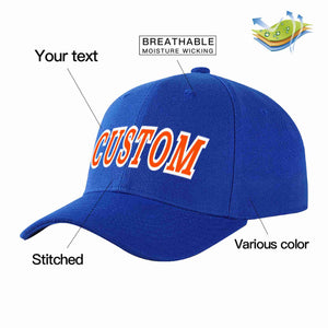 Custom Royal Orange-White Curved Eaves Sport Baseball Cap Design for Men/Women/Youth