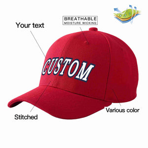 Conception personnalisée de casquette de baseball de sport incurvée rouge blanc-marine pour hommes/femmes/jeunes