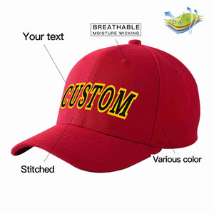 Custom Red Black-Gold Curved Eaves Sport Baseball Cap Design for Men/Women/Youth