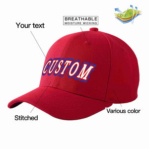 Conception personnalisée de casquette de baseball de sport incurvée rouge blanc-rouge pour hommes/femmes/jeunes