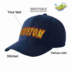 Conception personnalisée de casquette de baseball de sport courbée or-marine pour hommes/femmes/jeunes