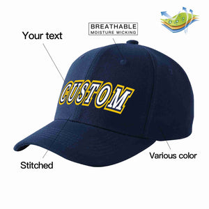 Custom Navy White-Navy Curved Eaves Sport Baseball Cap Design for Men/Women/Youth