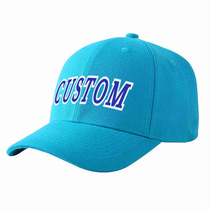 Custom Aqua Royal-White Curved Eaves Sport Baseball Cap Design for Men/Women/Youth