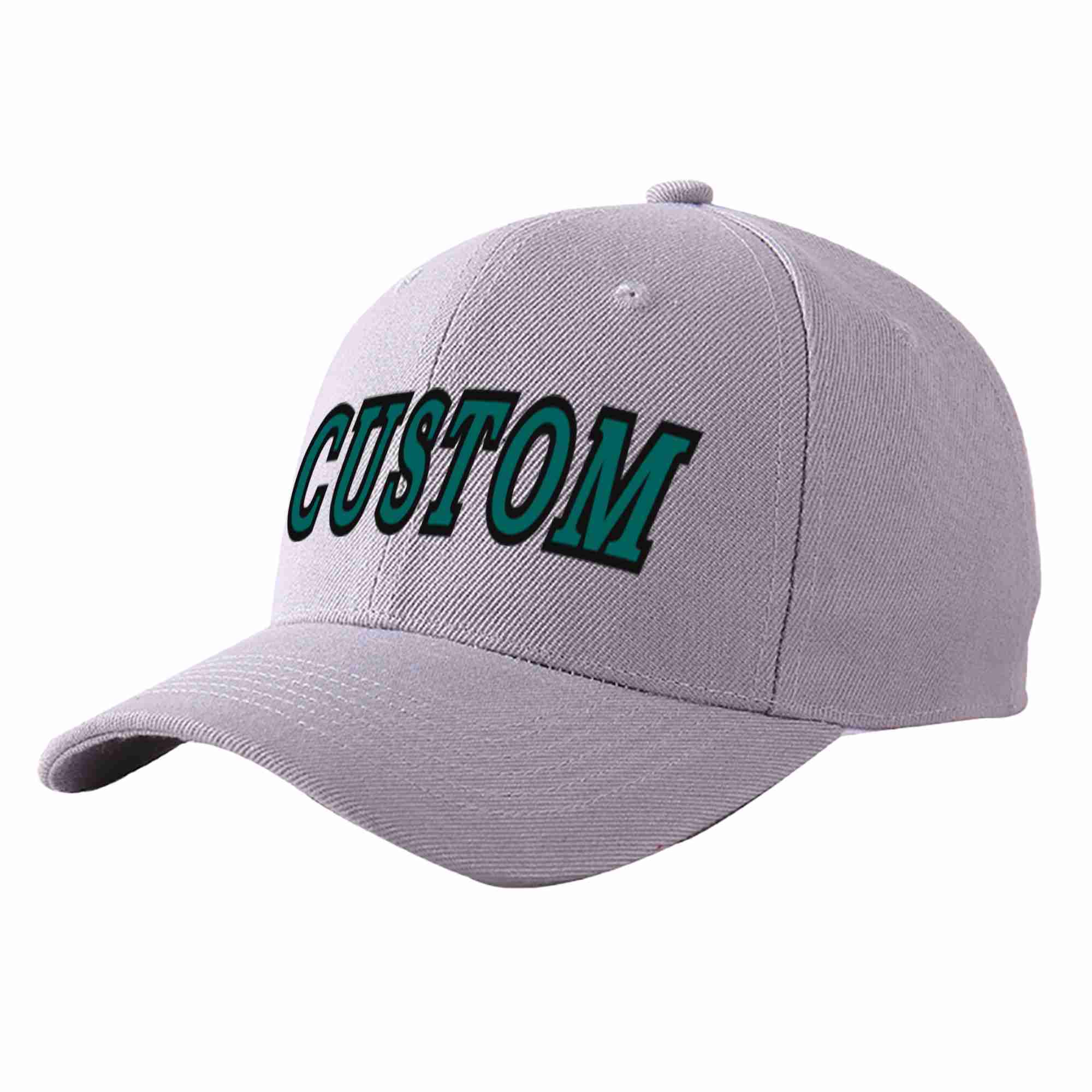 Conception personnalisée de casquette de baseball de sport incurvée gris aqua-noir pour hommes/femmes/jeunes