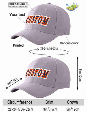 Custom Gray Navy-Orange Curved Eaves Sport Baseball Cap Design for Men/Women/Youth