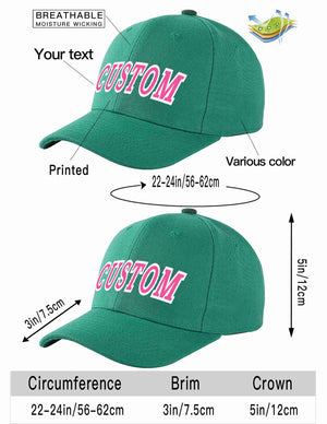 Conception personnalisée de casquette de baseball de sport incurvée vert clair rose-blanc pour hommes/femmes/jeunes