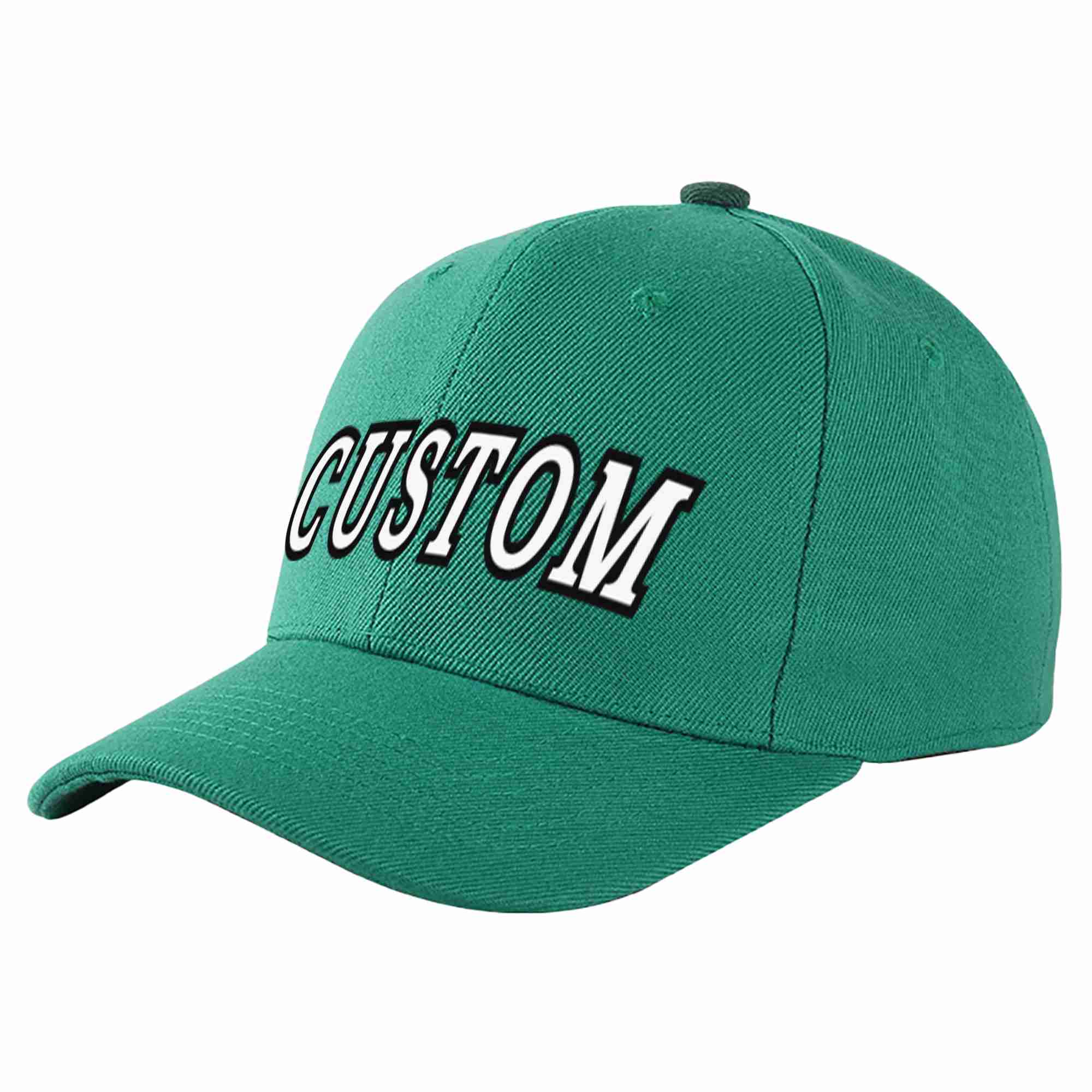 Custom Light Green White-Black Curved Eaves Sport Baseball Cap Design for Men/Women/Youth