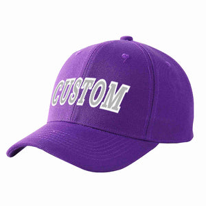 Custom Purple Gray-White Curved Eaves Sport Baseball Cap Design for Men/Women/Youth