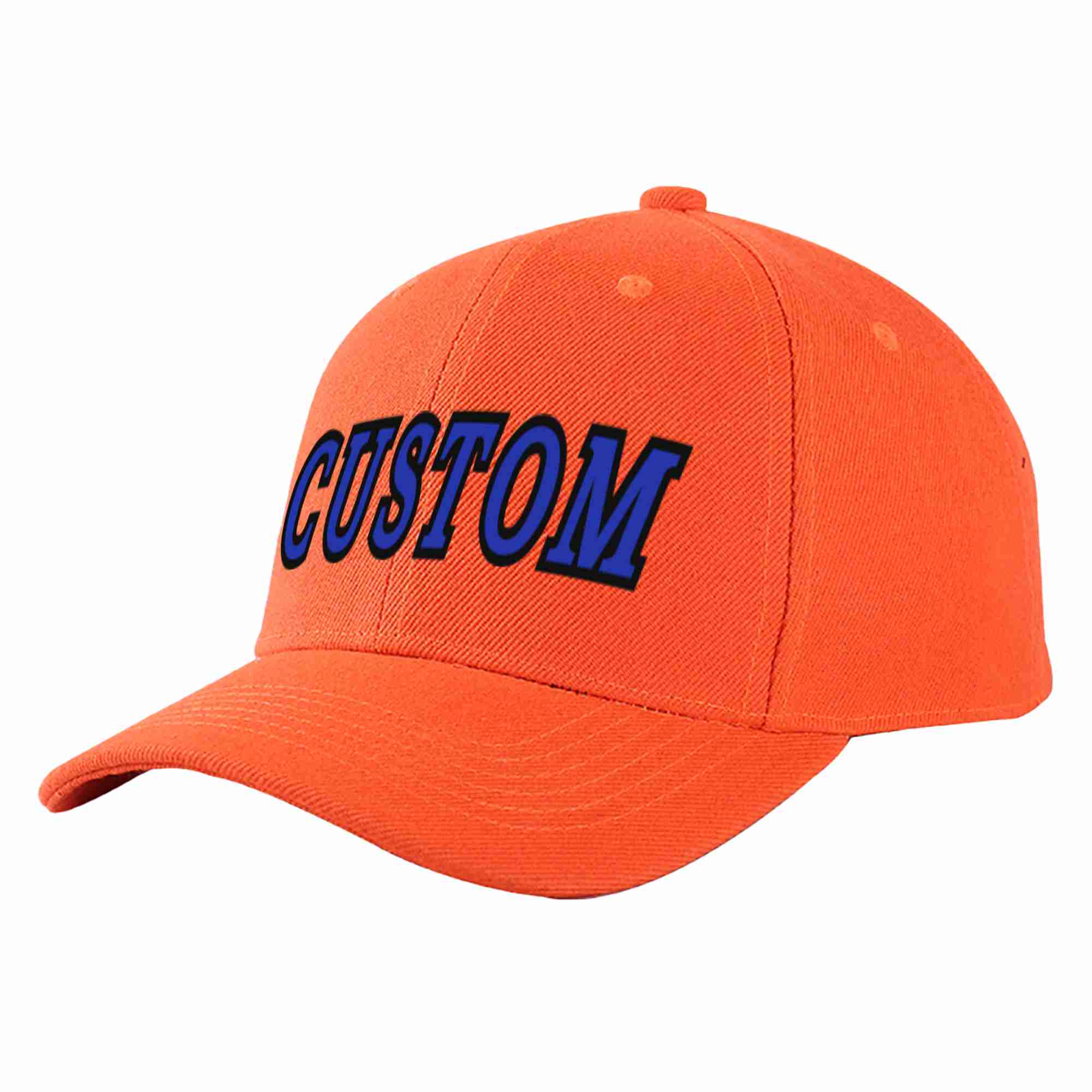 Custom Tangerine Royal-Black Curved Eaves Sport Baseball Cap Design for Men/Women/Youth