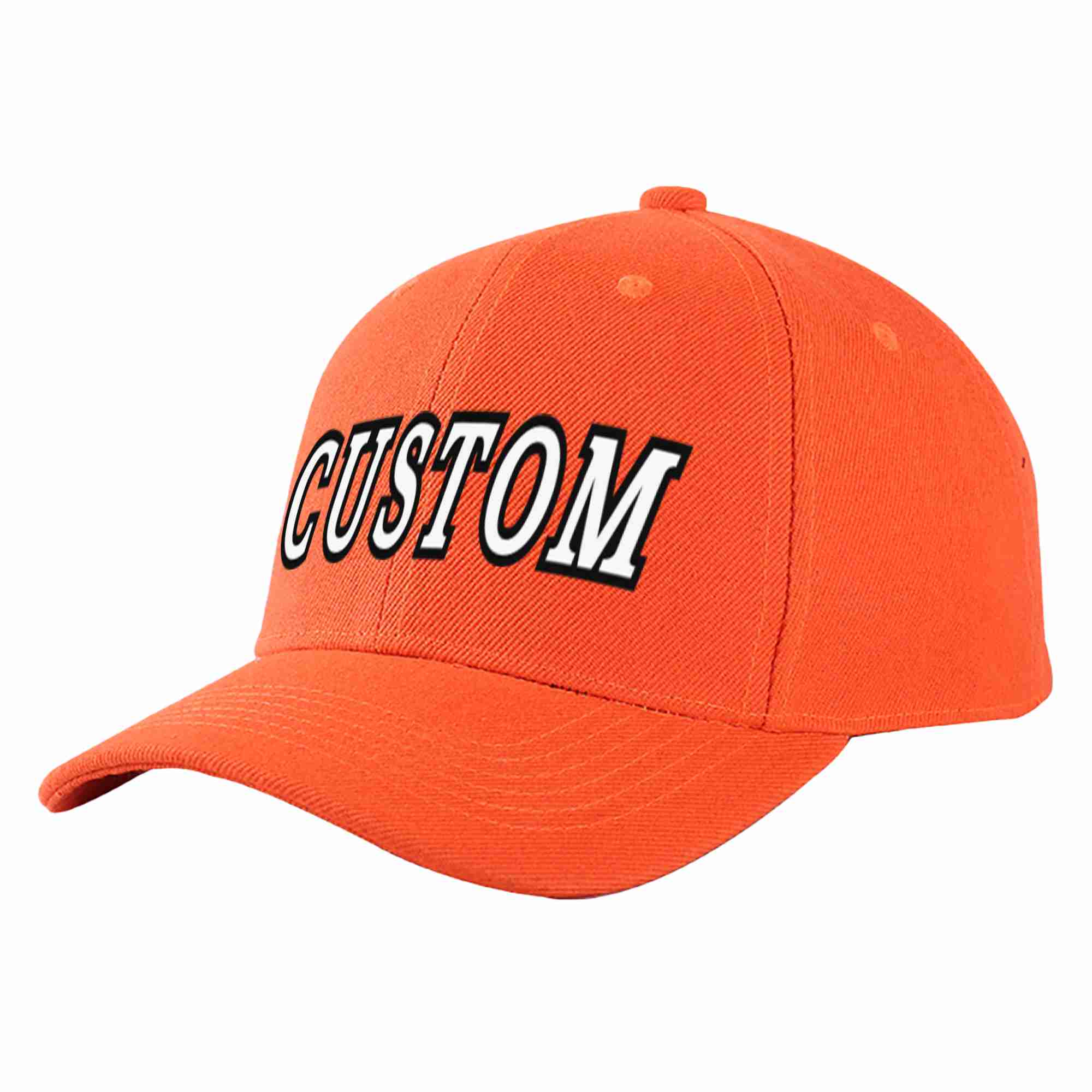 Conception personnalisée de casquette de baseball de sport incurvée blanc-noir mandarine pour hommes/femmes/jeunes