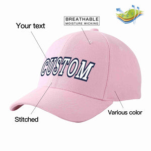 Conception personnalisée de casquette de baseball de sport incurvée rose blanc-marine pour hommes/femmes/jeunes