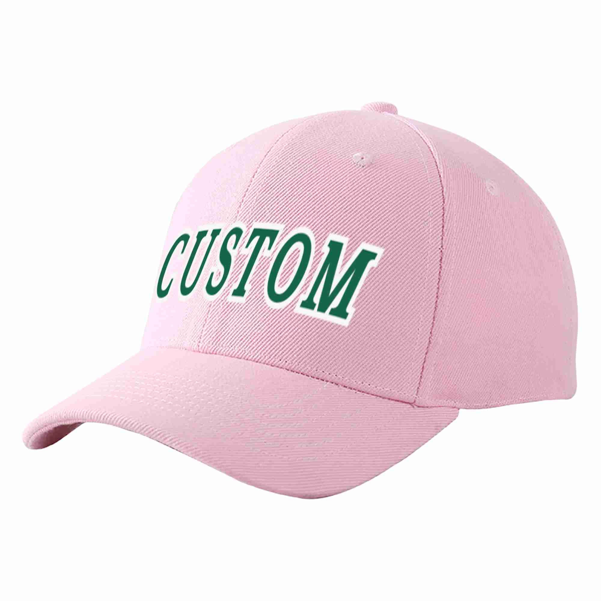 Custom Pink Kelly Green-White Curved Eaves Sport Baseball Cap Design for Men/Women/Youth