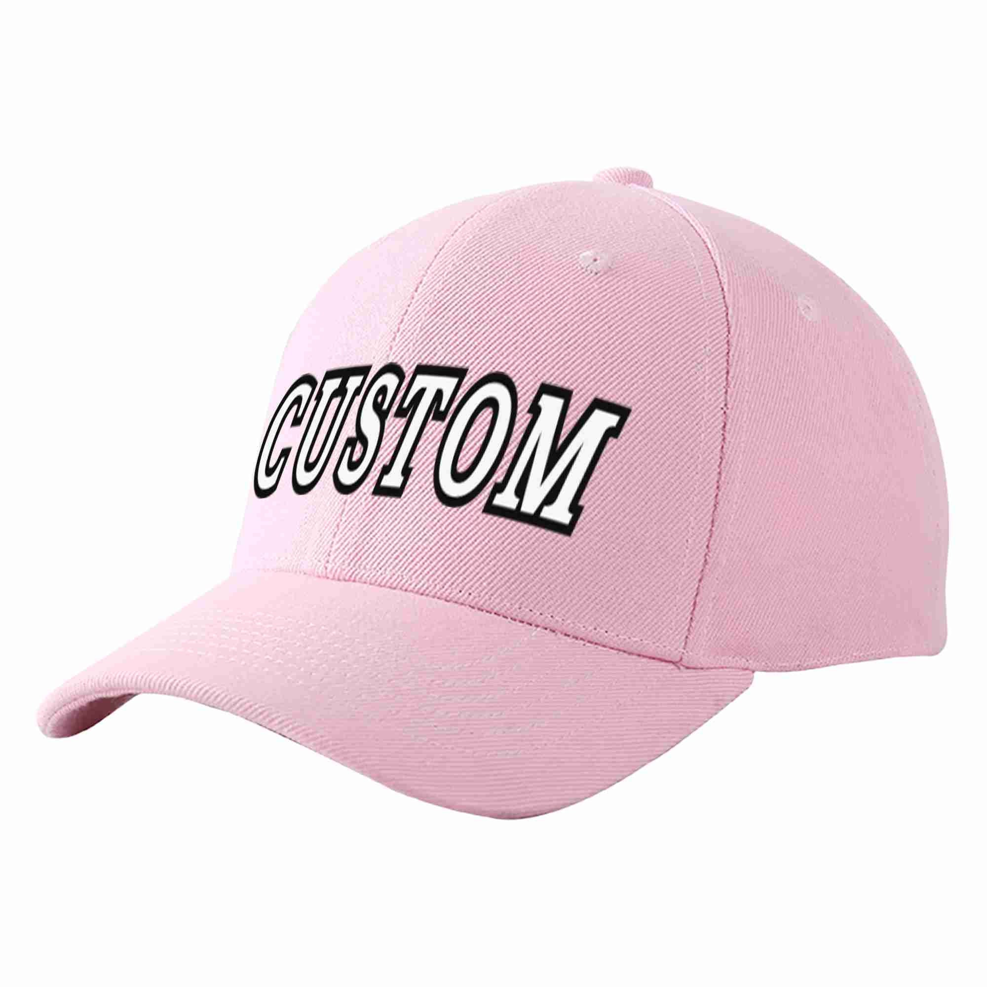 Conception personnalisée de casquette de baseball de sport incurvée rose blanc-noir pour hommes/femmes/jeunes