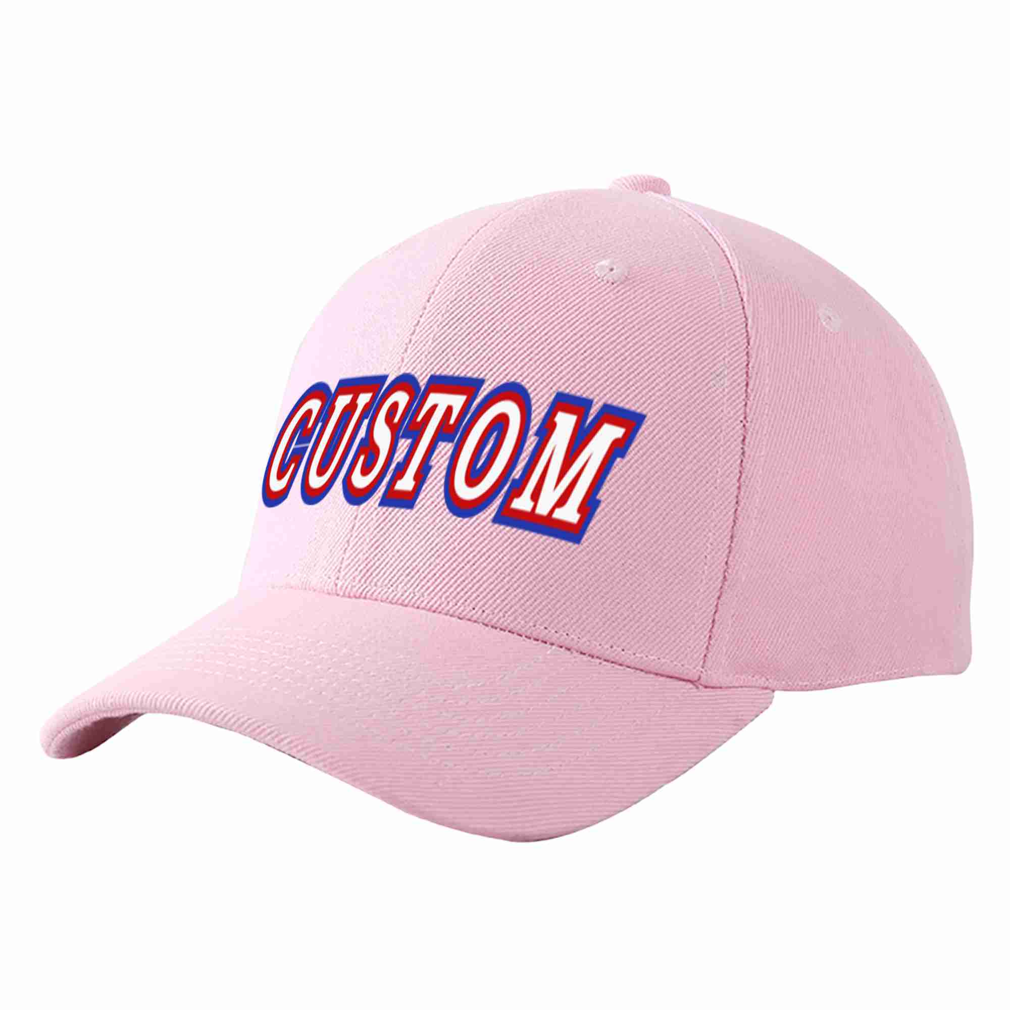 Conception personnalisée de casquette de baseball de sport incurvée rose blanc-rouge pour hommes/femmes/jeunes