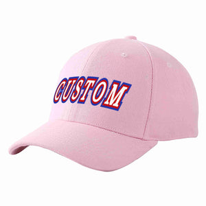 Conception personnalisée de casquette de baseball de sport incurvée rose blanc-rouge pour hommes/femmes/jeunes