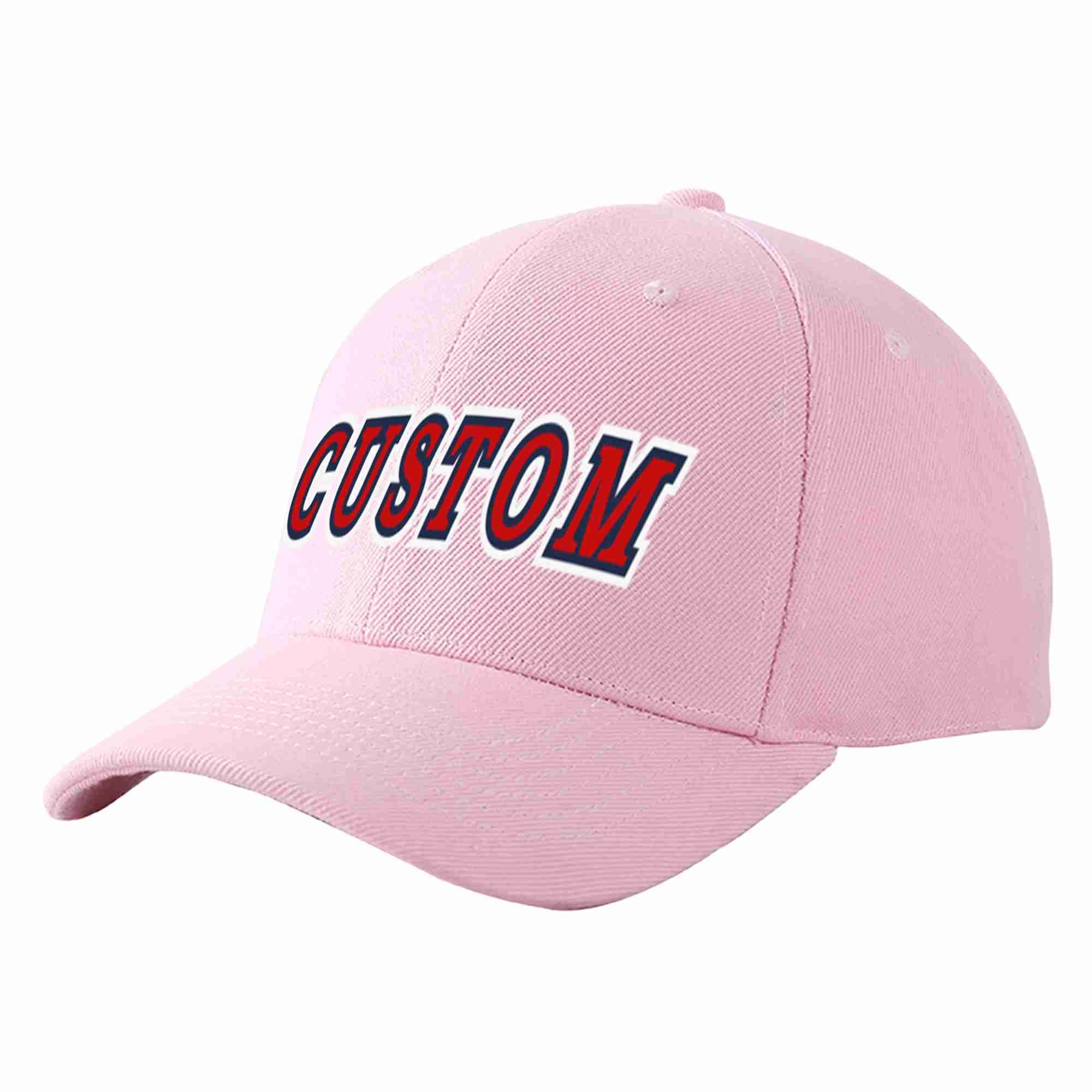 Conception personnalisée de casquette de baseball de sport incurvée rose rouge-marine pour hommes/femmes/jeunes