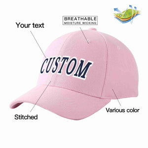 Custom Pink Navy-White Curved Eaves Sport Baseball Cap Design for Men/Women/Youth