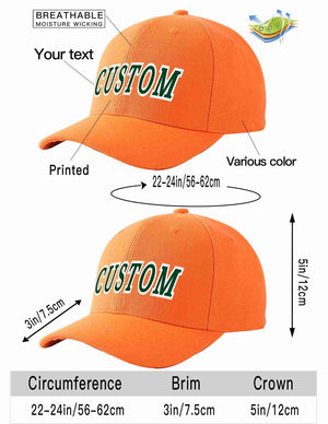 Conception personnalisée de casquette de baseball de sport incurvée orange vert-blanc pour hommes/femmes/jeunes