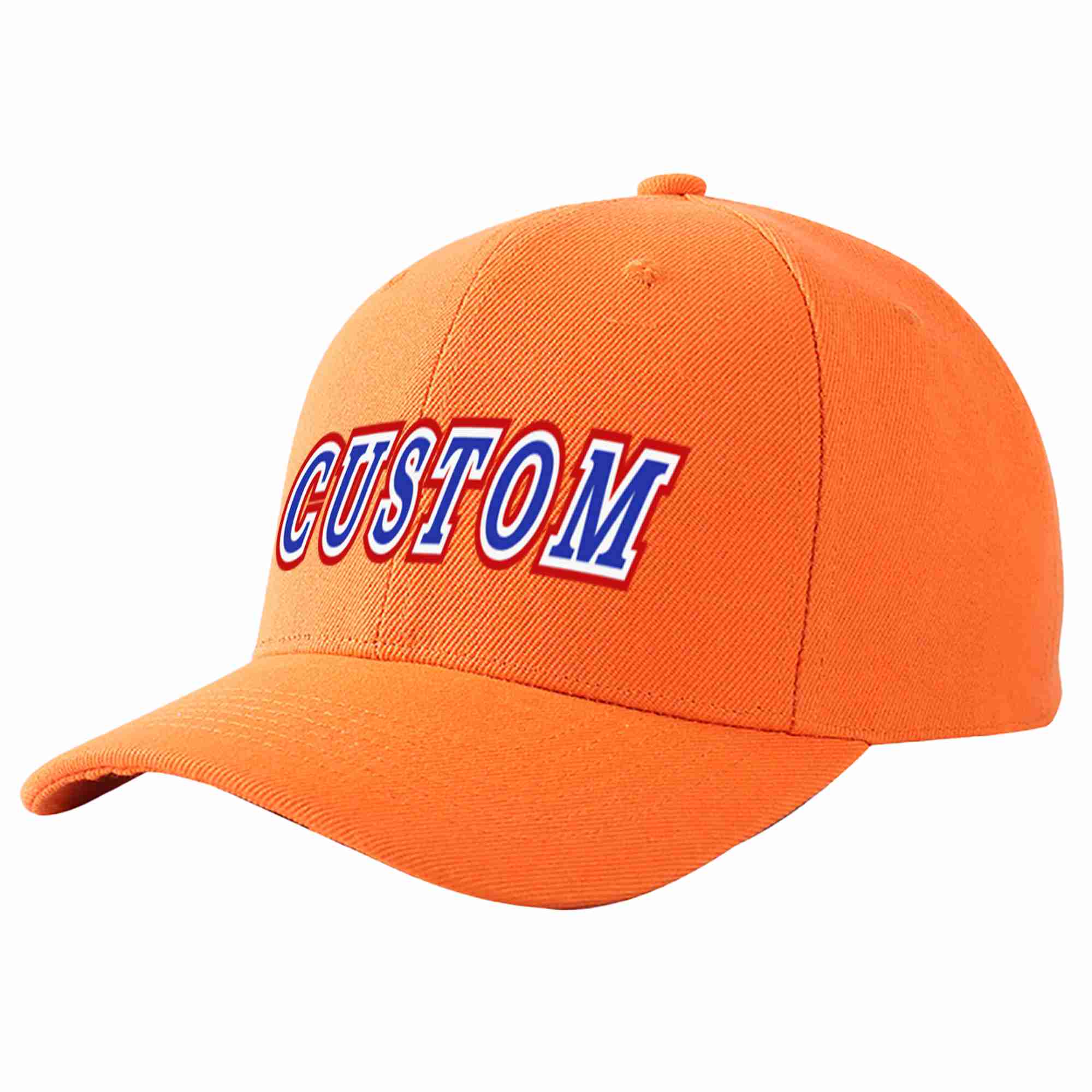 Custom Orange Royal-White Curved Eaves Sport Baseball Cap Design for Men/Women/Youth