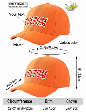 Custom Orange Red-White Curved Eaves Sport Baseball Cap Design for Men/Women/Youth