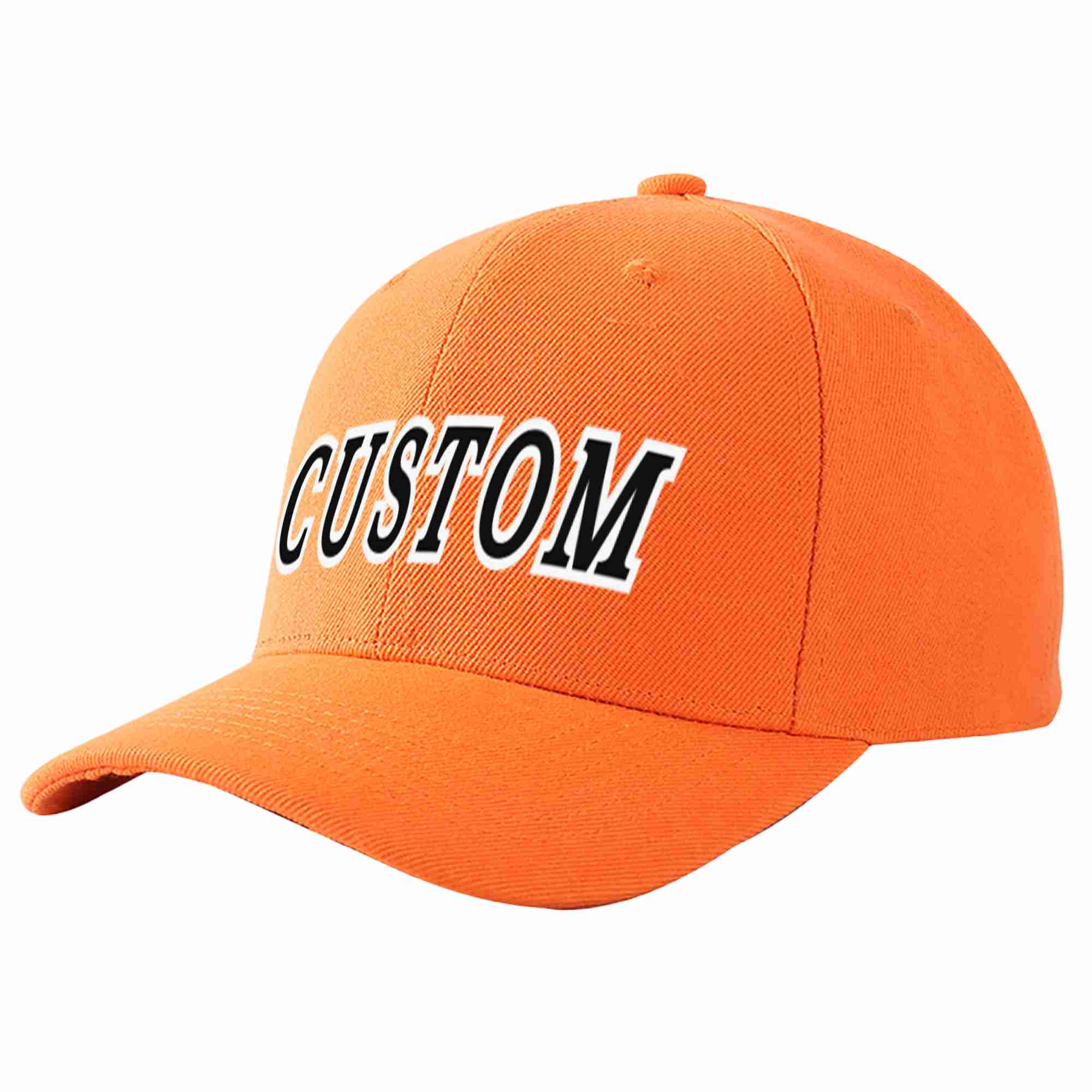 Custom Orange Black-White Curved Eaves Sport Baseball Cap Design for Men/Women/Youth