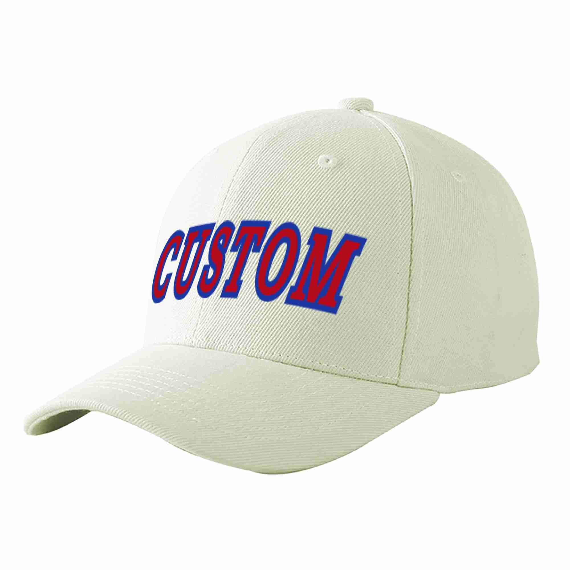 Casquette de baseball de sport incurvée rouge-royal crème personnalisée pour hommes/femmes/jeunes