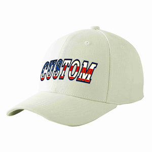 Custom Cream Vintage USA Flag-Gold Curved Eaves Sport Baseball Cap Design for Men/Women/Youth