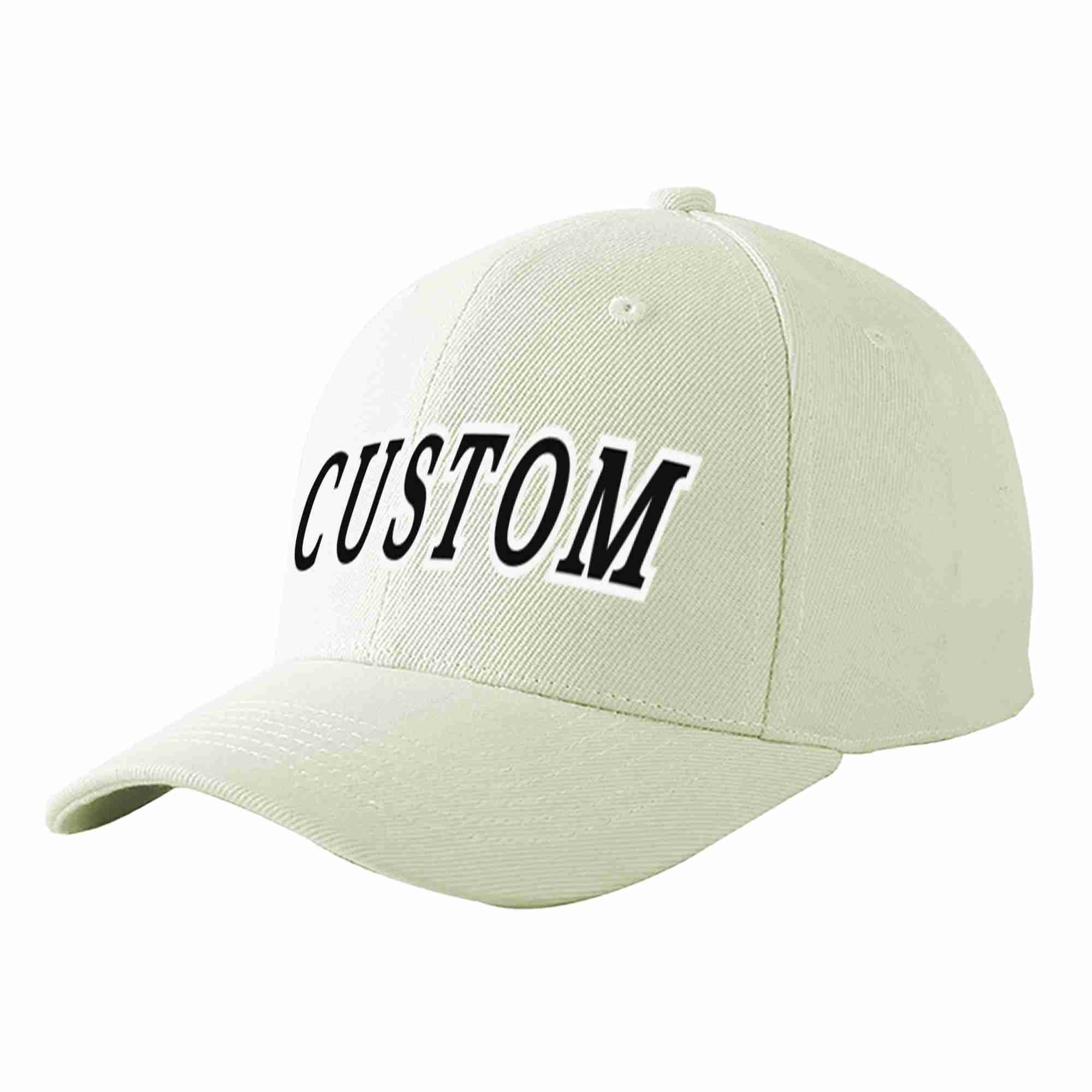 Conception personnalisée de casquette de baseball de sport incurvée noir-blanc crème pour hommes/femmes/jeunes