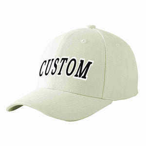 Custom Cream Black-White Curved Eaves Sport Baseball Cap Design for Men/Women/Youth