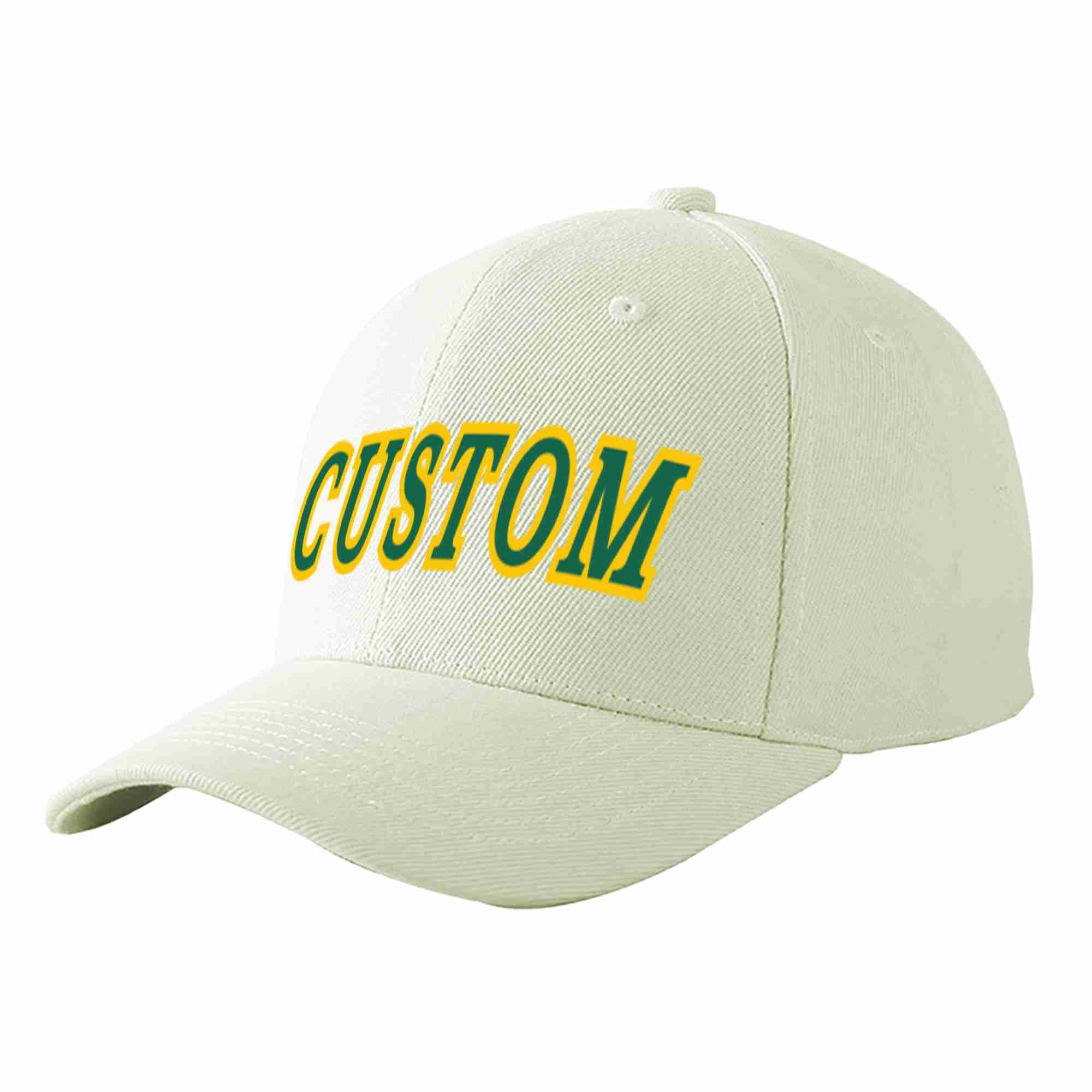 Casquette de baseball de sport incurvée Kelly vert-or crème personnalisée pour hommes/femmes/jeunes